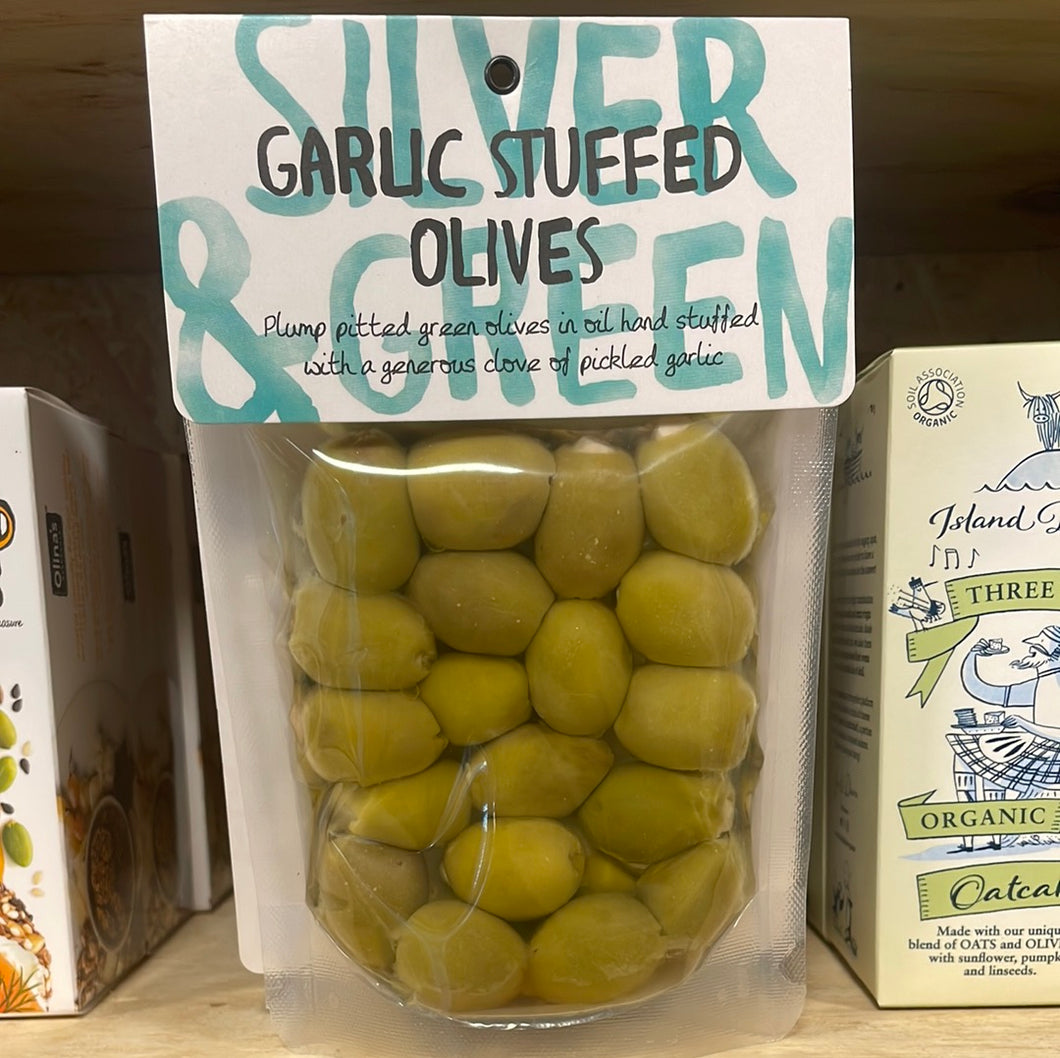 Silver & Green garlic stuffed olives