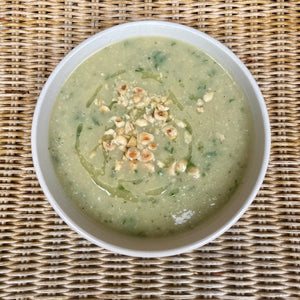 Celeriac, Aipple cider & roast hazelnut soup