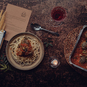 Inshriach Lamb & Pistachio Polpette with Tomato, Harissa & Caper Linguine
