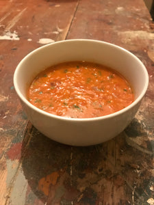 Curried tomato, lentil & coconut soup