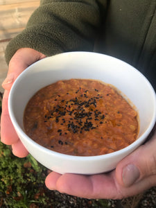 Curried tomato, lentil & coconut soup